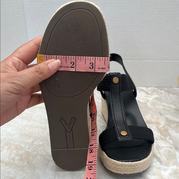 Vionic Black Woven Espadrille Wedge Sandals with Gold Studs - Picture 11 of 11